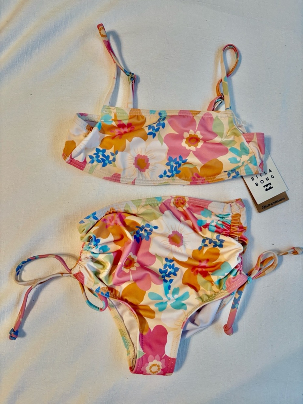NWT! Billabong Girls ‘Good on Ya’ Floral Bikini Set in Pink, Orange, Blue